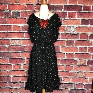 LC Lauren Conrad Black and Gold Midi Dress